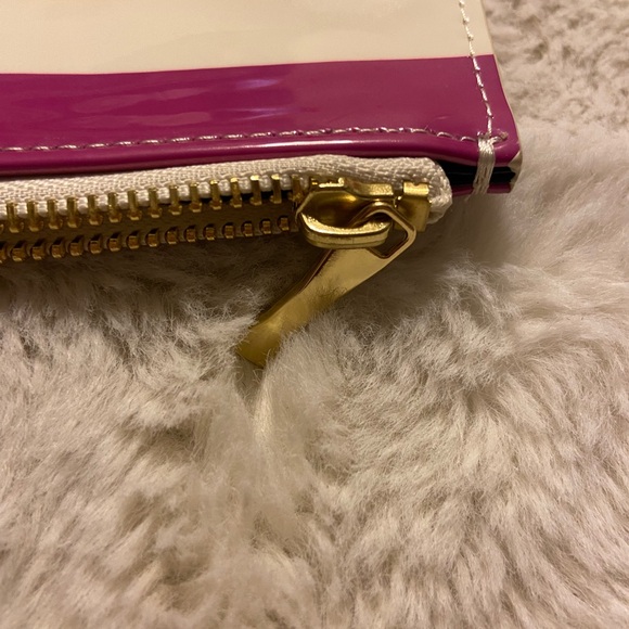 Kate Spade small zip patent bag stripes colorful 8.5”x 5” - Picture 6 of 8